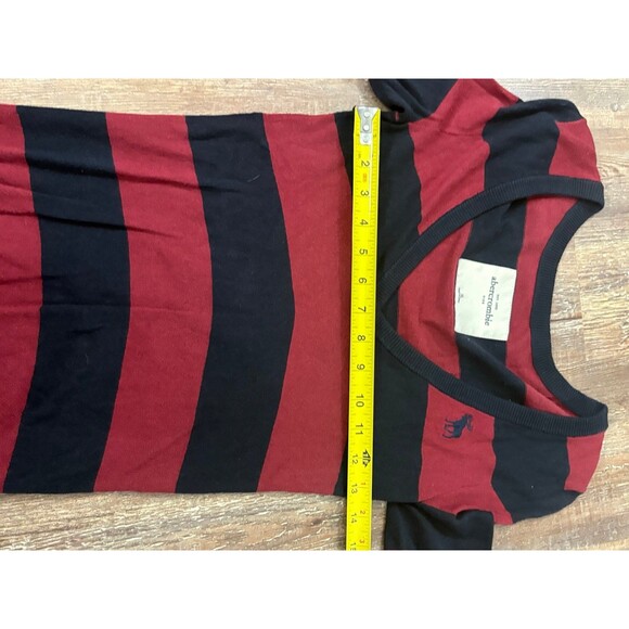 Abercrombie Kids Y2K Red Black Striped V-Neck Shirt Soze XL Cute Preppy Punk - Picture 5 of 6